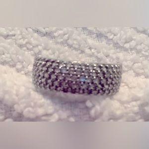 Silver cubic diamond band ring/wedding